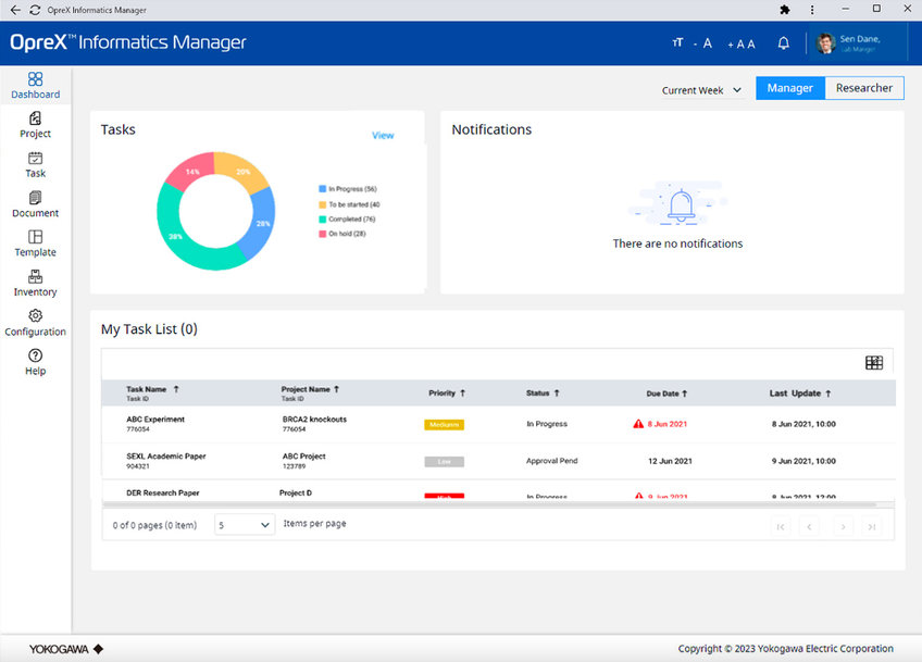 横河電機、実験データや研究リソースをクラウド上で統合管理を実現する「OpreX Informatics Manager」を提供開始